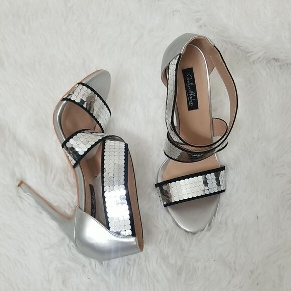 New ONLY MAKER Silver Sequins Heels size 7 - Picture 7 of 10